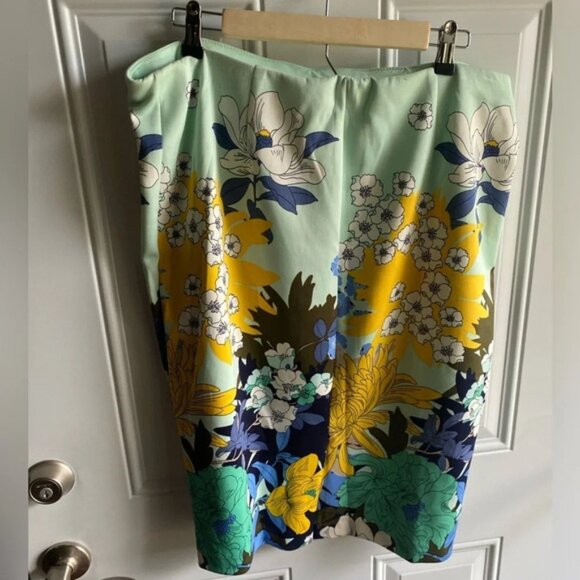 7th Avenue NY & Co Design Studio Midi Skirt 60s Mod Print Bodycon Scuba Size XL - Picture 2 of 4